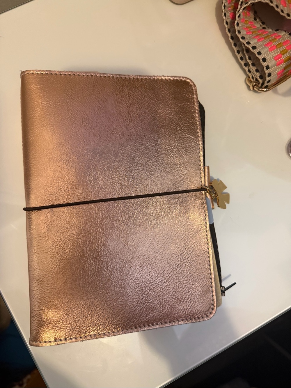 Planner perfect a5 Rose Gold Tablet Folio Case with Elastic Closure